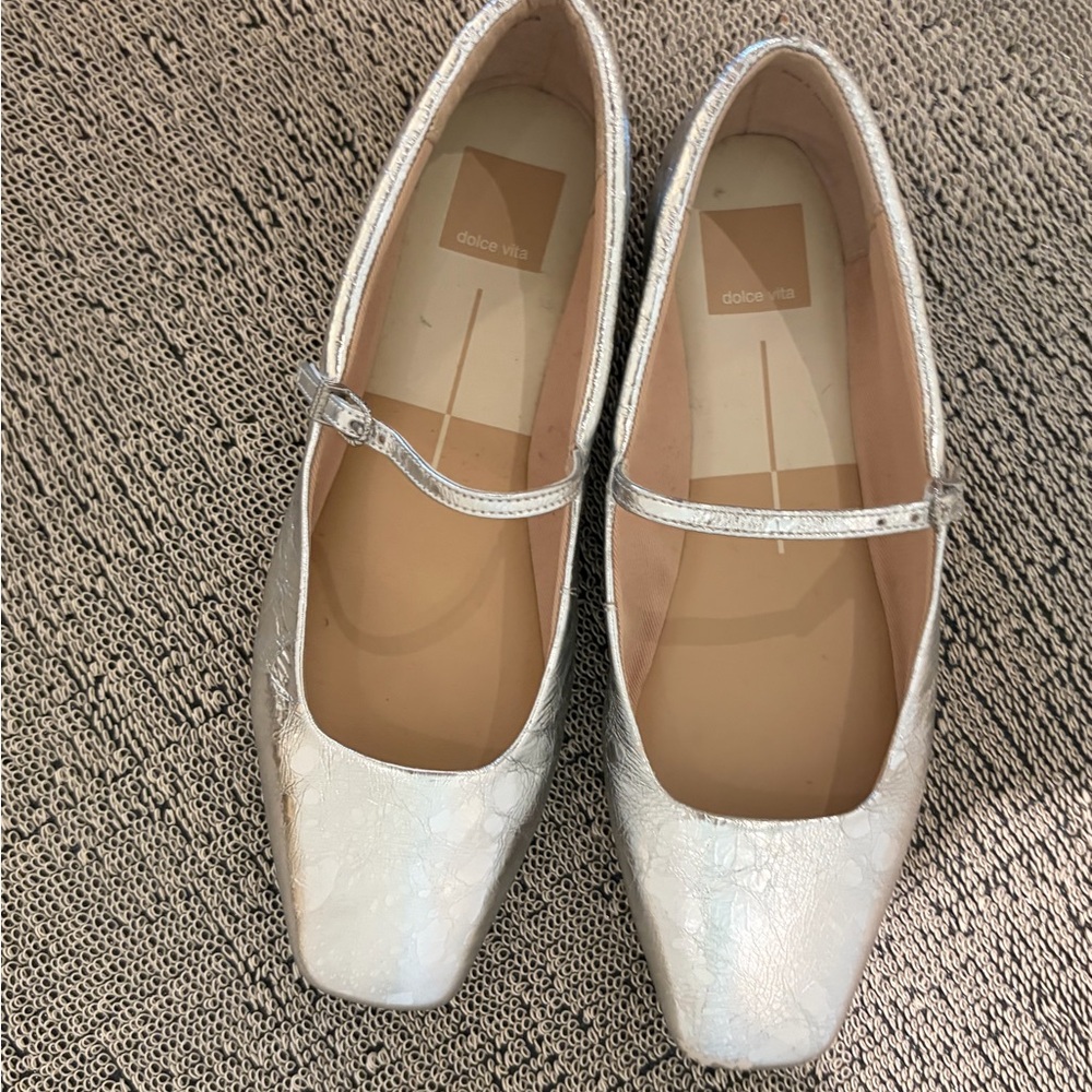 Dolce Vita Metallic Silver Mary Jane Flats